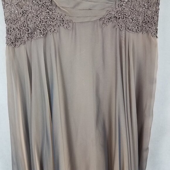 La Femme Size 6 Cocoa 21661 Ruched Chiffon A-line Gown Long Maxi Dress - Picture 13 of 14